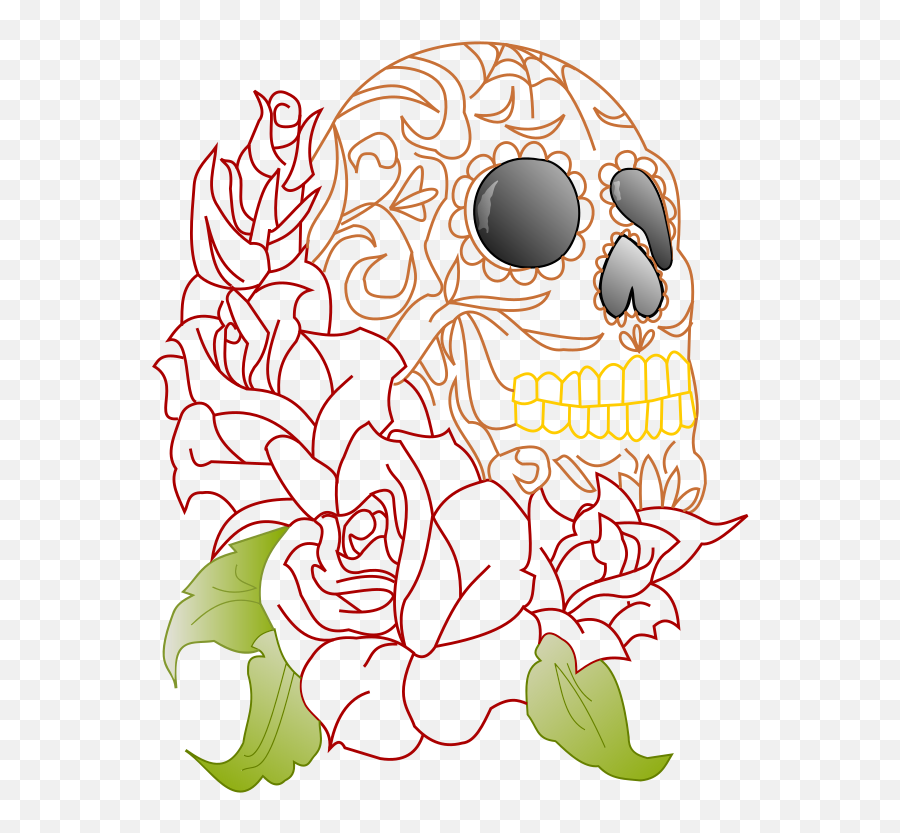 Free Clip Art Skull - Rose Sugar Skull Svg Emoji,Sugar Clipart