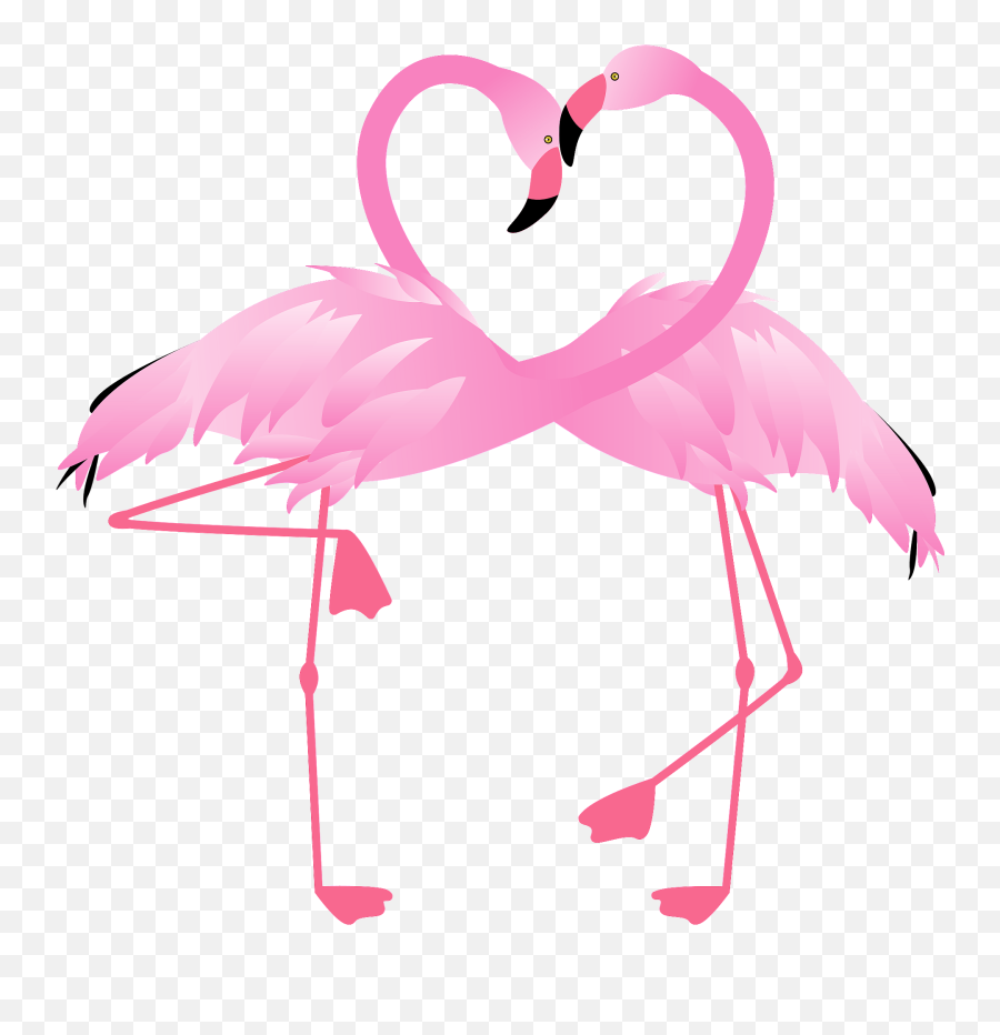 Flamingo Head And Necks Forming A Heart Clipart Free - Flamingo With Heart Clipart Emoji,Flamingos Clipart
