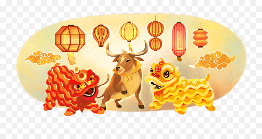 Lunar New Year Google Doodles Celebrate Year Of The Ox - Google Lunar New Year 2021 Emoji,Google Logo Evolution