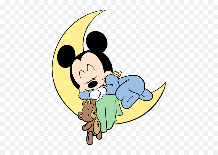 Disney Babies Clip Art 5 - Baby Mickey Moon Emoji,Sleeping Baby Clipart