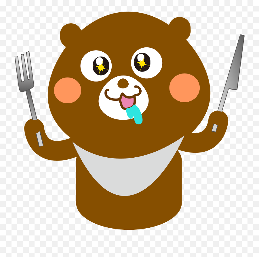 Bear With Bib And Silverware Clipart Free Download Emoji,Baby Bib Clipart