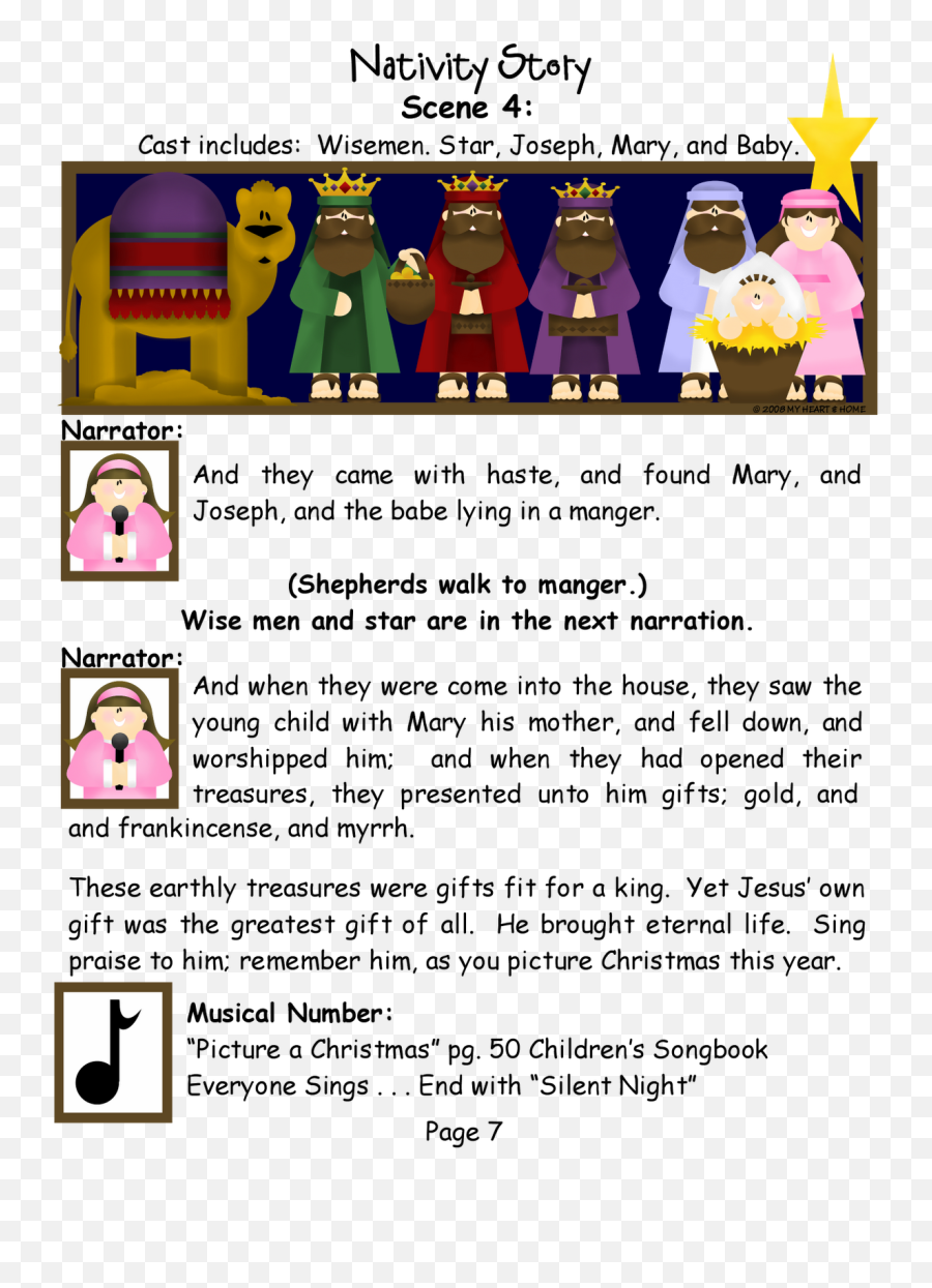 Manger Clipart Silent Night - Cartoon Transparent Cartoon Nativity Story Pdf Emoji,Manger Clipart