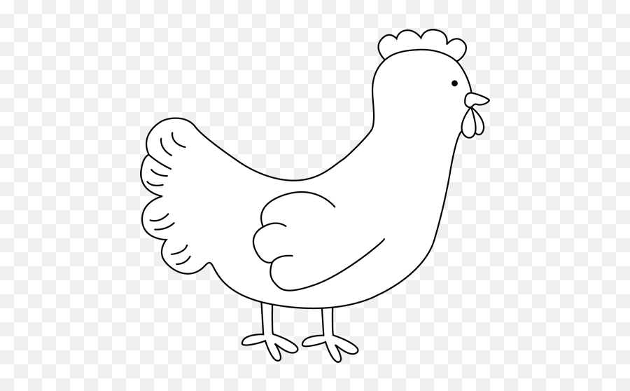 Free Chicken Clipart Black And White - Cute Black And White Chicken Clipart Emoji,Chicken Clipart