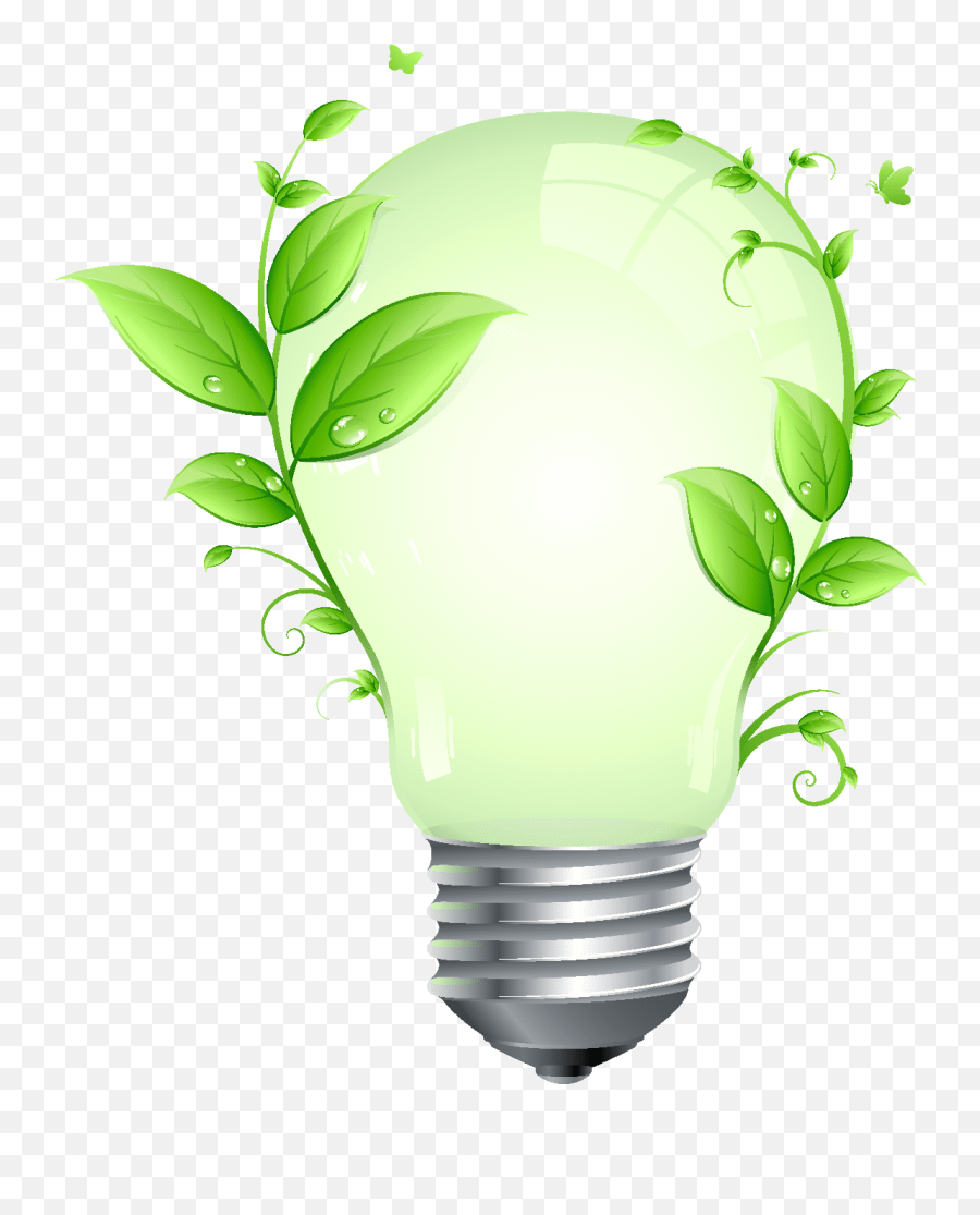 Green Leaf And Energy Saving Lamp Vector Download Vector Emoji,Leaf Vector Png