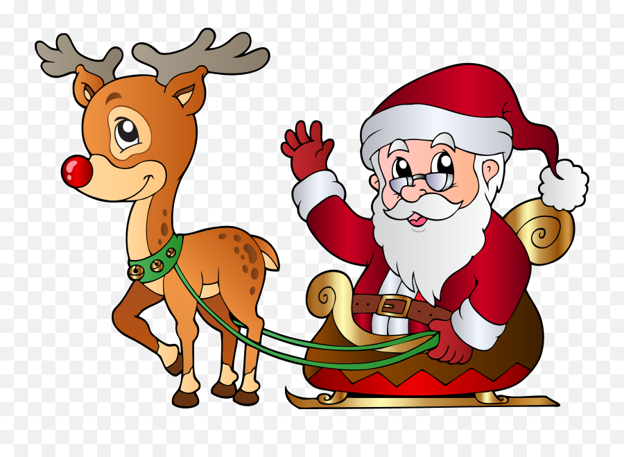Santa Rudolph Clipart Free Download - Rudolph Reindeer And Santa Emoji,Santa Clipart
