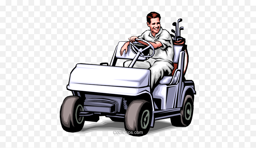 Golfer In Golf Cart Royalty Free Vector - Someone Driving Golf Cart Cartoon Emoji,Golf Carts Clipart