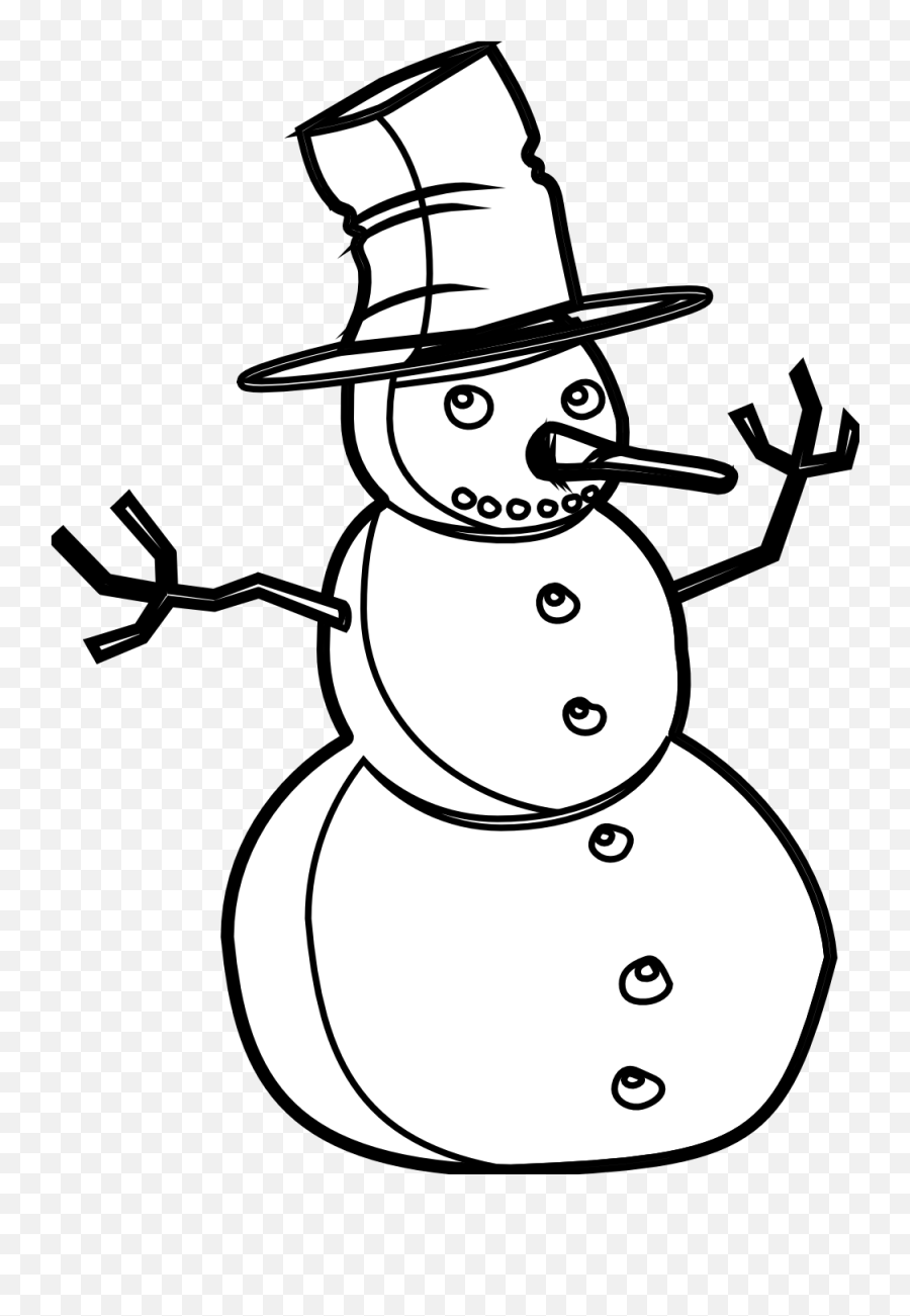 White Snowman Black And White Christmas - Snowman Clipart Black And White Transparent Background Emoji,Snowman Clipart