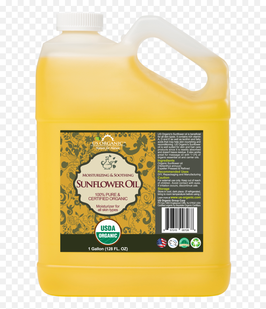 100 Pure Certified Usda Organic - Sunflower Oil 128 Oz 1 Gallon Household Supply Emoji,Usda Organic Logo