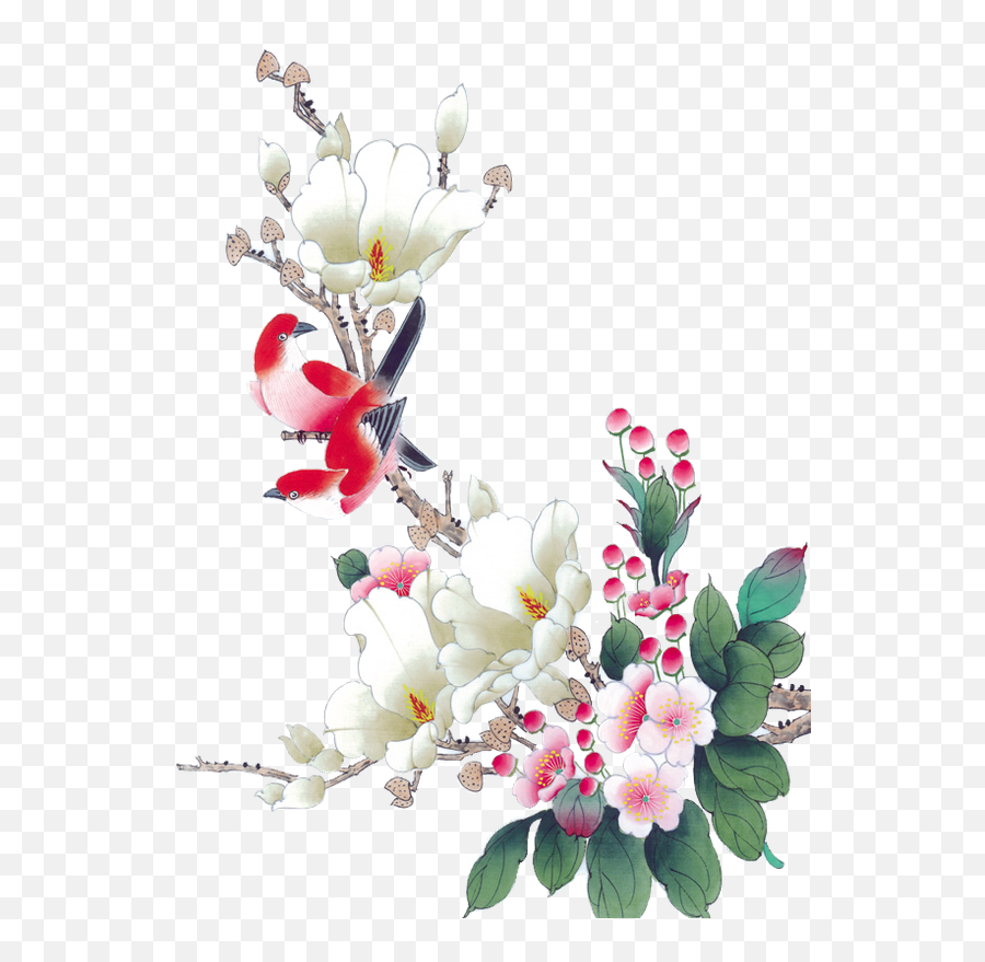 Download Chinese Gongbi Watercolour Watercolor Flowers - Floral Emoji,Watercolor Flower Png
