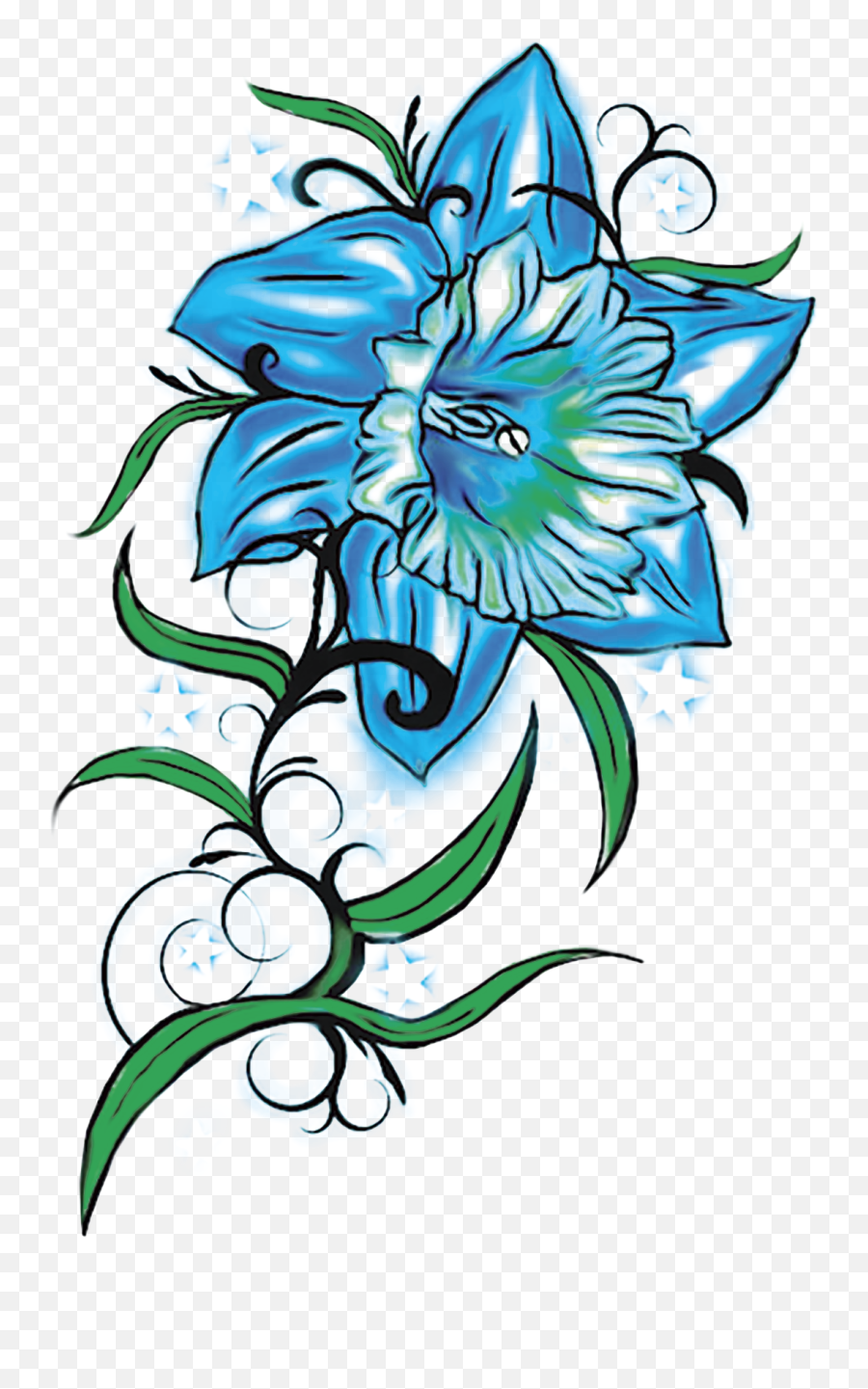 Blue Frog Png - Frog Blue Orch December Flower Tattoo Emoji,Flower Tattoo Png