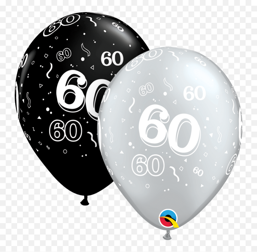 Download Latex Balloons Black U0026 Silver Age - 60th Birthday Emoji,White Balloons Png
