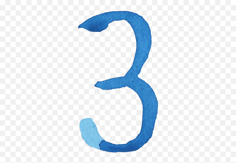 Blue Watercolor Numbers Png Transparent Onlygfxcom - Watercolor Number 3 Png Emoji,Number 3 Png