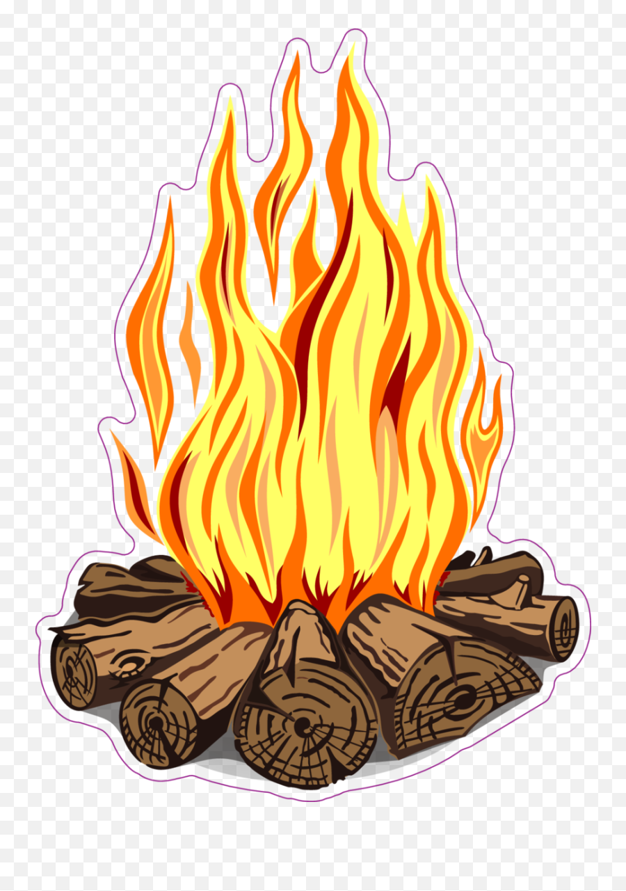 Campfire Cartoon Illustration Sticker - Camp Fire White Campfire Clipart Png Emoji,Campfire Clipart