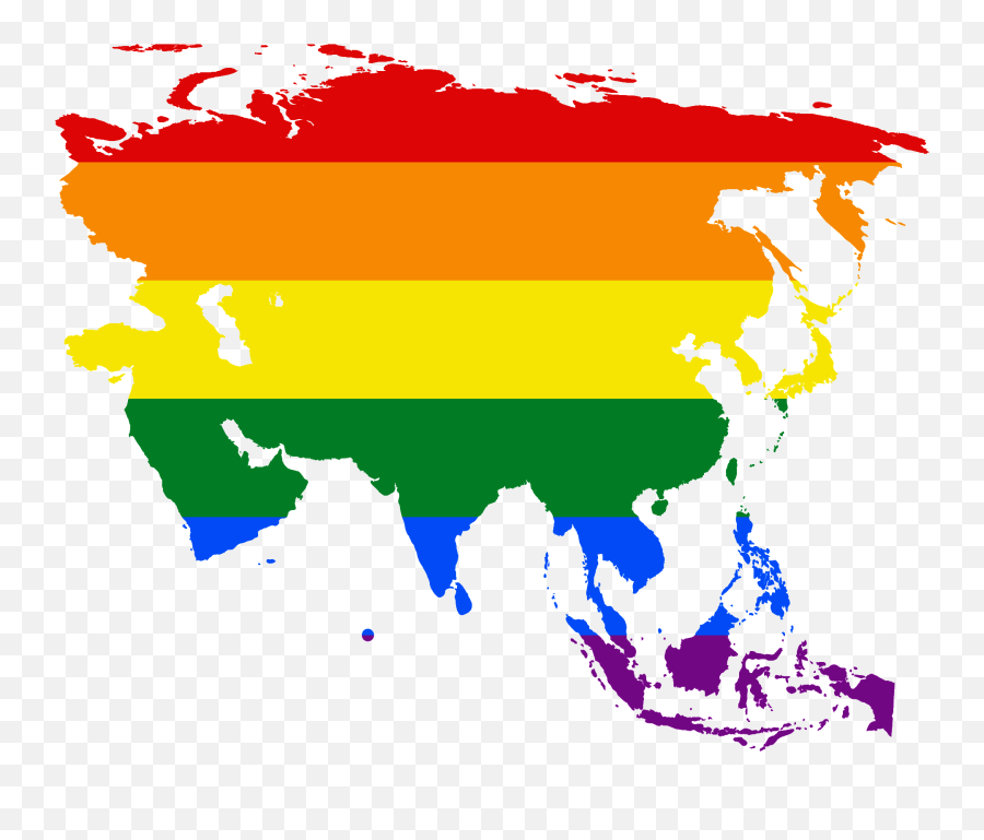 Lgbt Flag Map Of Asia - Asia Map Silhouette Emoji,Asian Png