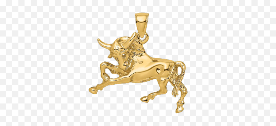 14k Gold Raging Bull With Horns - Necklace Of Raging Bull Emoji,Bull Horns Png