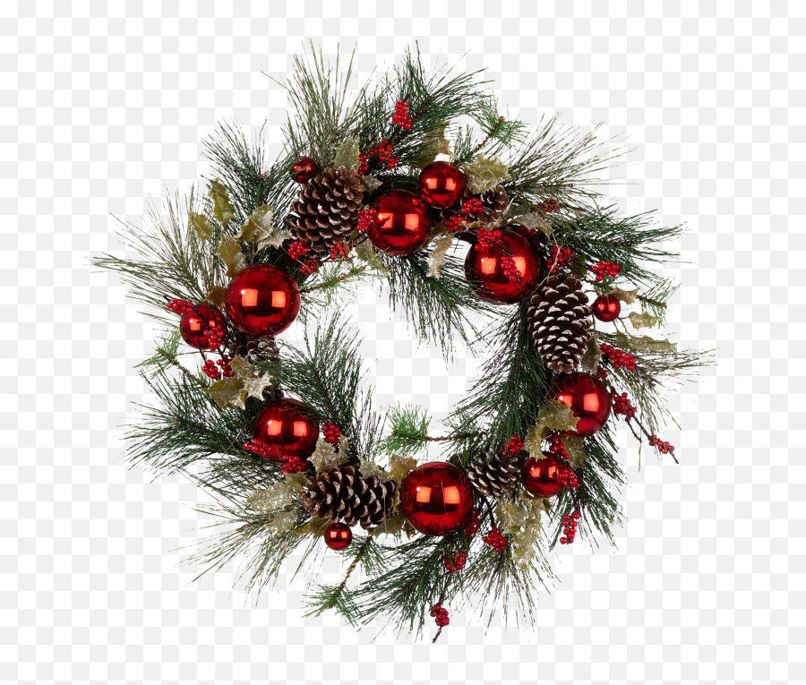 Glitzhome 24 Led Pre - Lit Greenery Berry Holly Pine Cone Red Emoji,Holly Garland Png