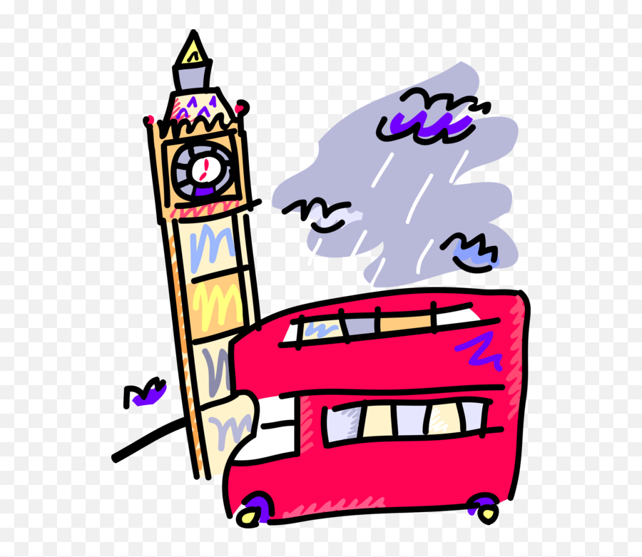 Download Vector Illustration Of Double - Decker Bus In London Emoji,Big Ben Clipart