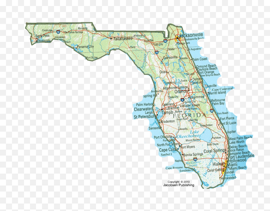 Florida State Map - Map Emoji,Florida Outline Png