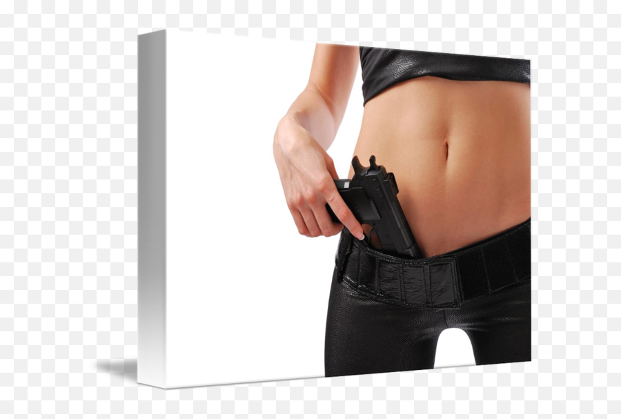 Female Hand With Pistol And Sexy Body In Black By Oleg Mitiukhin Emoji,Transparent Gun Hand