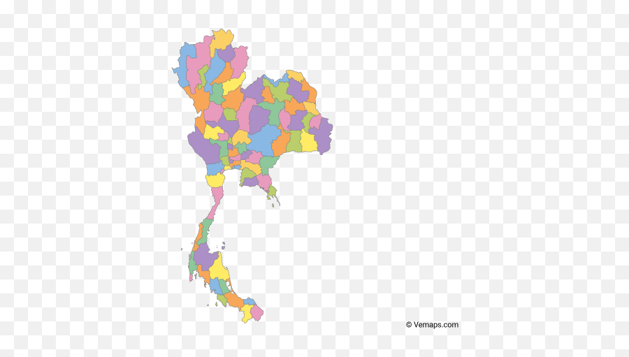 Multicolor Map Of Thailand With Provinces Free Vector Maps Emoji,Thailand Flag Png
