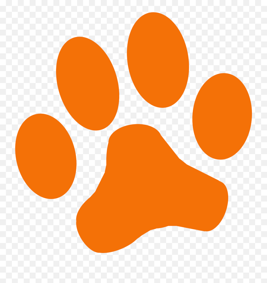 Dog Cat Tiger Clip - Orange Dog Paw Print Png Download Orange Paw Print Emoji,Dog Paw Clipart