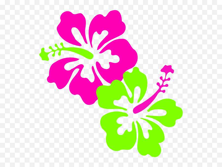 Download Hibiscus Pink Lime Green Clip Art At - Pink And Hawaiian Flowers Vector Emoji,Pink Flowers Png