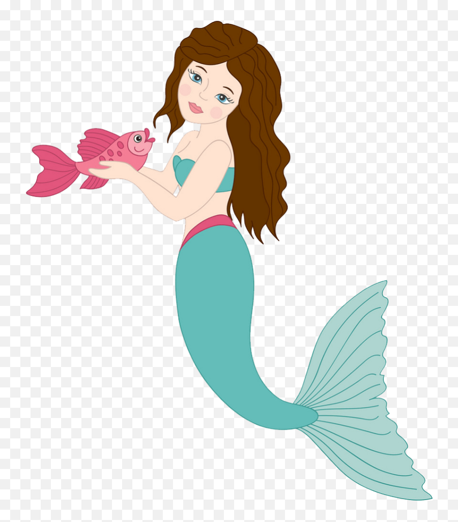 Mermaid With Fish Clipart Transparent - Clipart World Mermaid Emoji,Fish Clipart