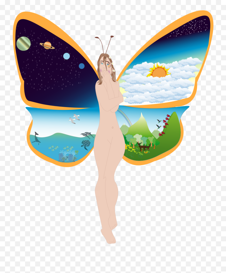 Butterfly With Scenic Wings Clip Art Image - Clipsafari Emoji,Butterfly Wing Clipart