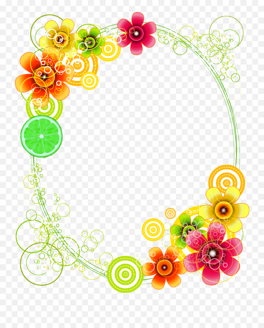 Frame Oblong Flower Png Png Image With - Portable Network Graphics Emoji,Flower Circle Png