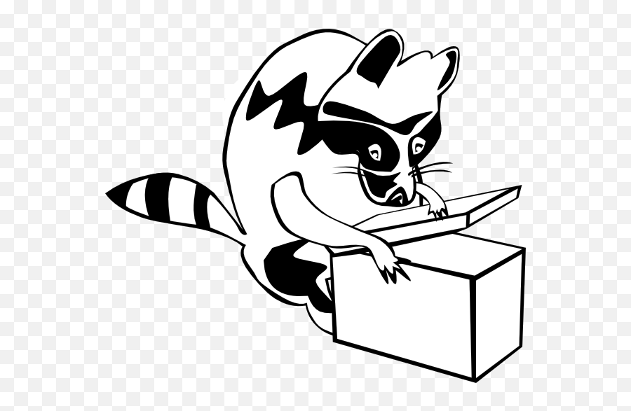 Raccoon Opening Box Clip Art - Opening A Box Clipart Black And White Emoji,Raccoon Clipart