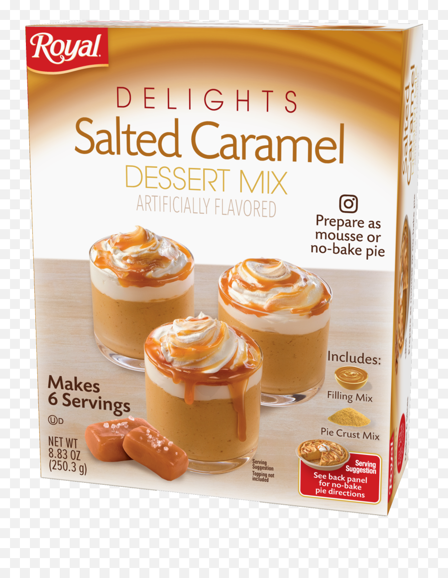 Royal Delights Dessert Mix Salted Caramel With Graham Cracker Crumbs 6 Serve Emoji,Crumbs Png