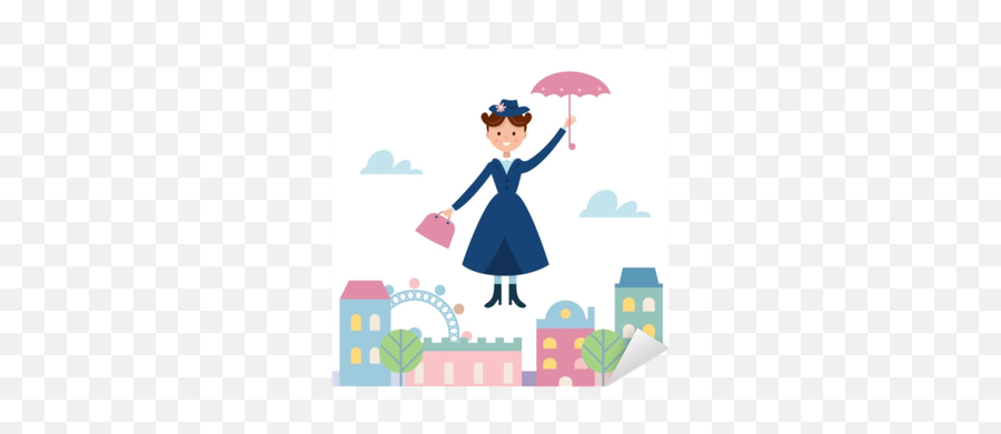 Baby Sitter Mary Poppins Flying Over Emoji,Mary Poppins Clipart