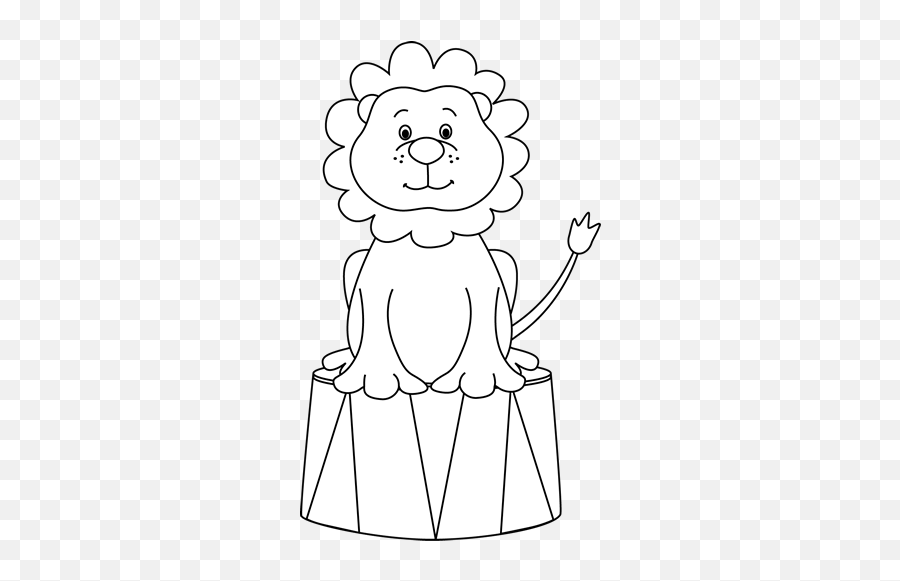 Black And White Circus Lion Clip Art - Black And White Circus Clipart Black And White Line Art Emoji,Circus Clipart