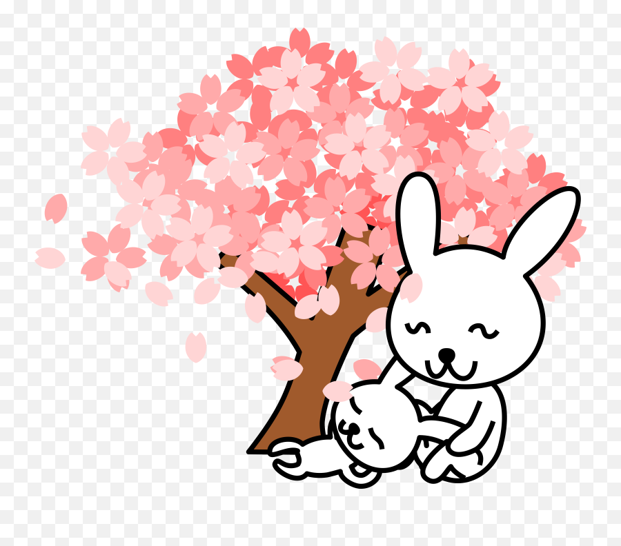 Cherry Blossoms Rabbit - No One Care When You Are Sick Emoji,Cherry Blossom Clipart