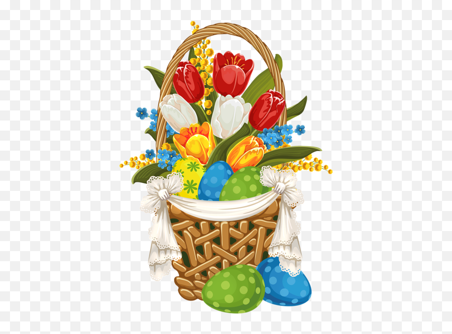 Painted Easter Basket With Easter Eggs Png Clipart - Kinds Ostern Blumenstrauß Clipart Emoji,Flower Pot Clipart