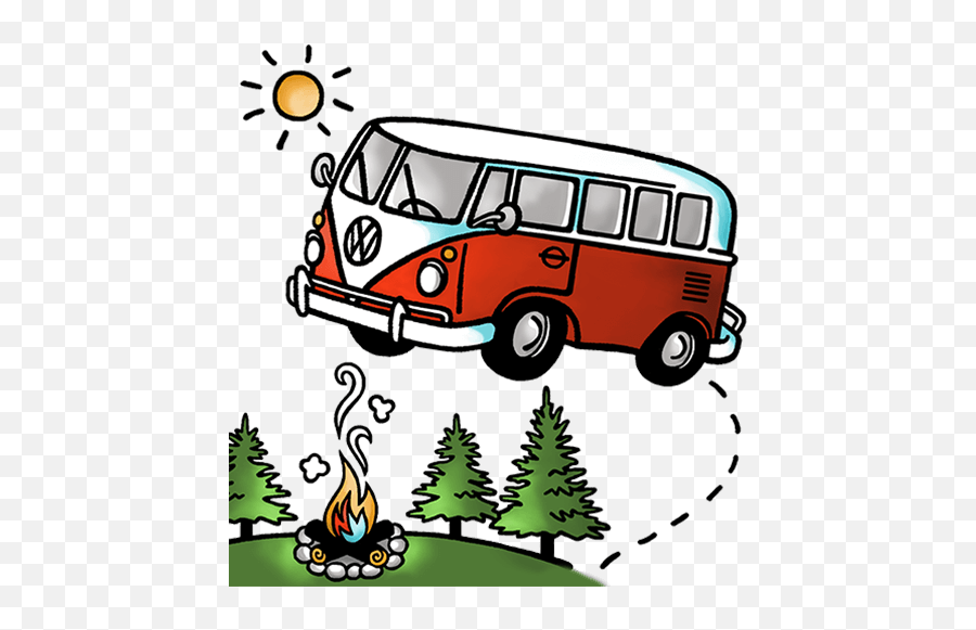 Vw Adventure Van Clipart Royalty - Cartoon Camper Van Png Emoji,Vw Bus Clipart