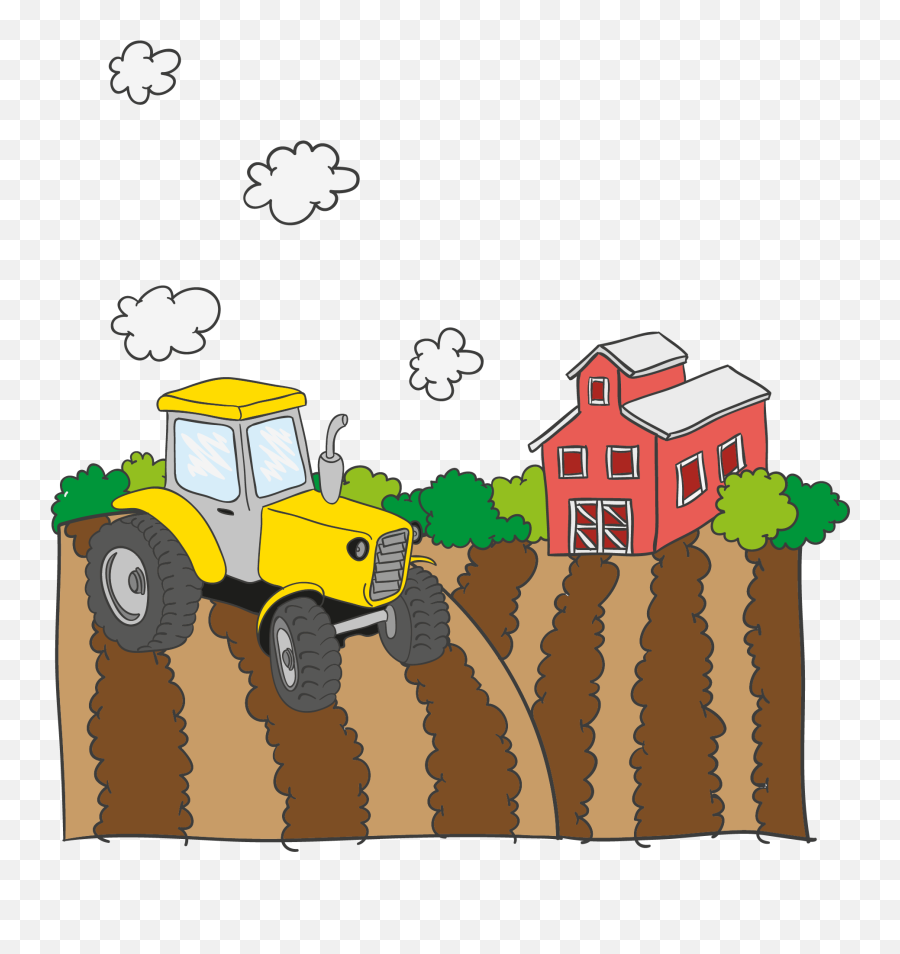 Farm Vector Field - Vector Tractor On Farm Farm Png Download Emoji,Farm Tractor Clipart