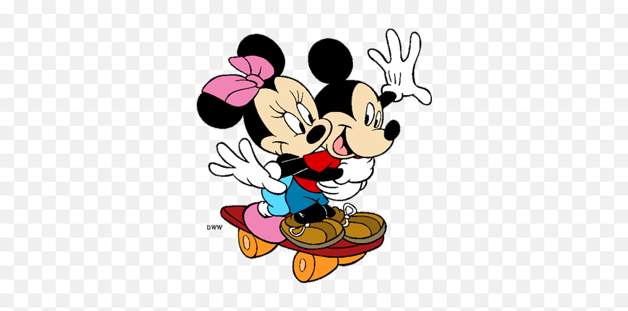 Clipskamgif 346377 Mickey Mickey Mouse Cartoon - Mickey And Minnie Skateboarding Emoji,Minnie Mouse Ears Clipart