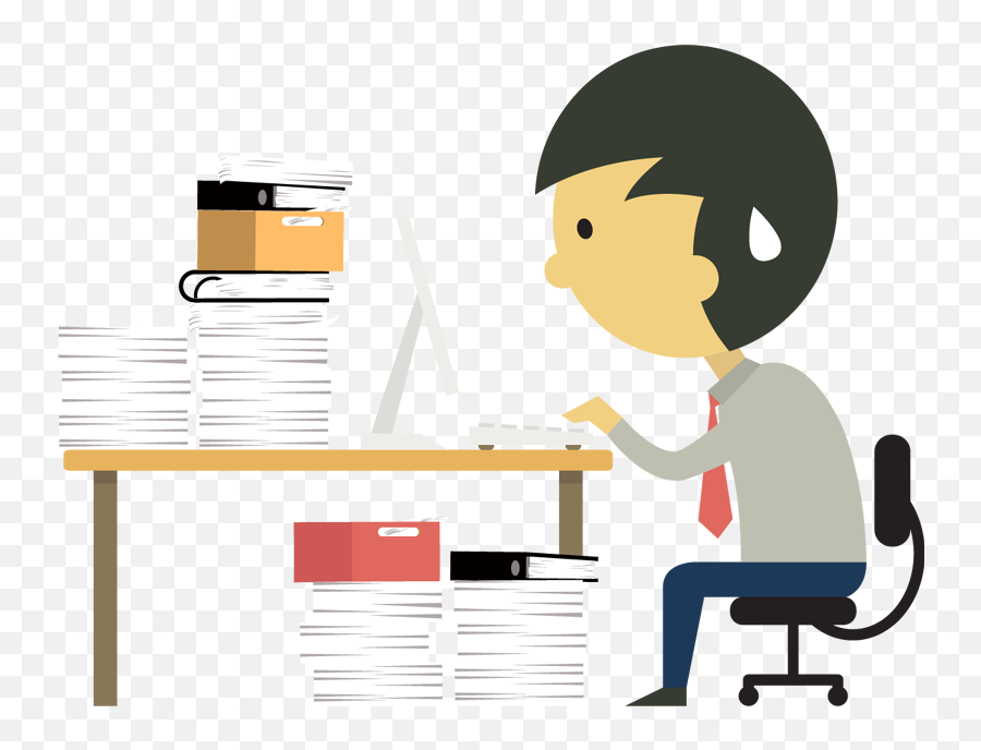 Download Hd Businessman At Desk Png - Cartoon Work Hard Emoji,Work Png