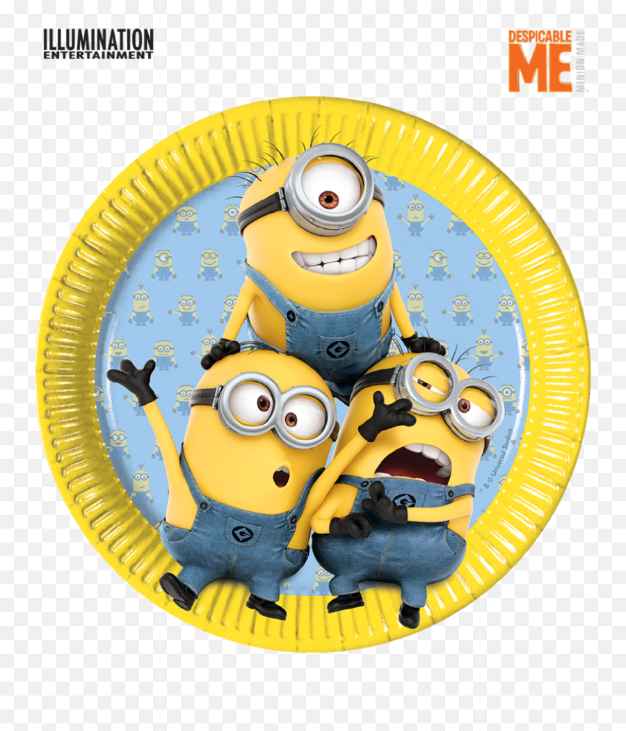 Download Hd Minions Paper Plates Partyware - Set Of 8 Minions Paper Plates Emoji,Minion Transparent Background