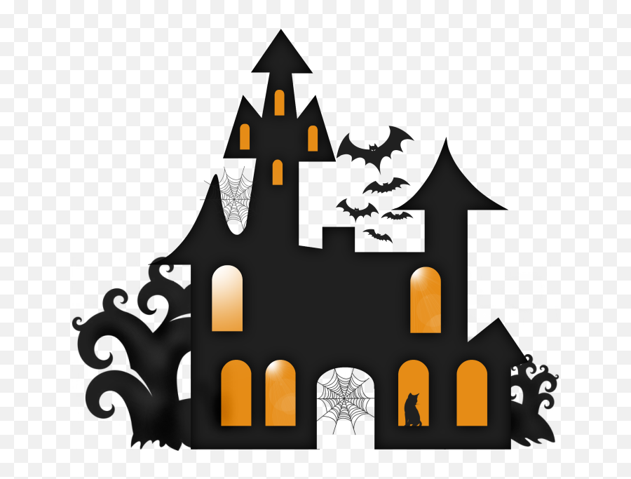 Haunted House Silhouette Clip Art - Haunted House Silhouette Printable Halloween Emoji,Haunted House Clipart