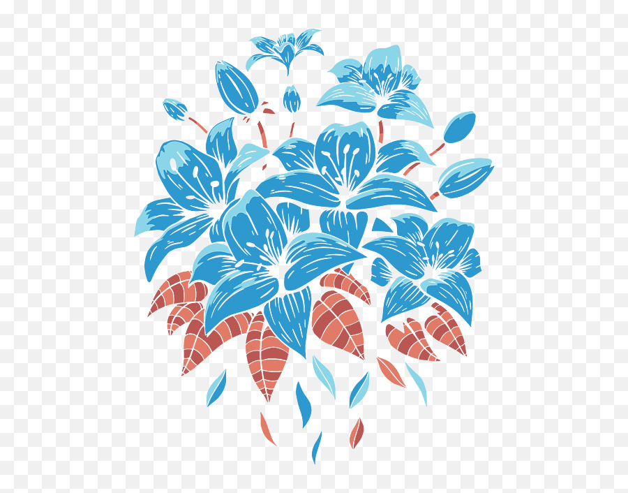 Blue Flowers Drawing Realistic Flower Drawing Tapestry Emoji,Flower Drawing Transparent