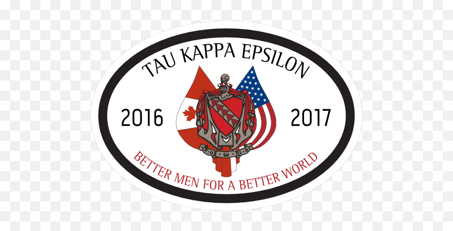 Tau Kappa Epsilon Canadianus Flag Coat Of Arms Oval Sticker Emoji,U.s Flag Clipart
