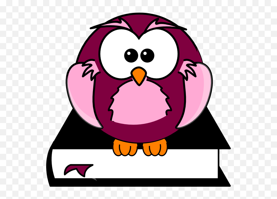 Purple Owl On Book Black And White Clip Art At Clkercom - Education Cartoon With Books Emoji,Owl Clipart Black And White