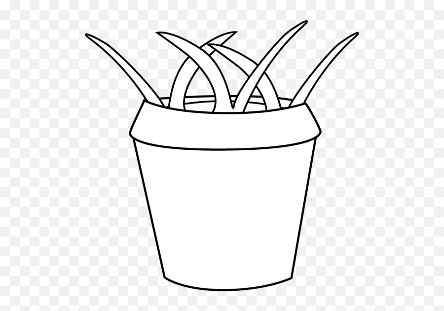 Black And White Flower Pot With Weeds Clip Art - Black And Language Emoji,Flower Pot Clipart