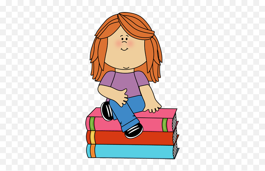 Little Girl Sitting On Books Clip Art - Little Girl Sitting Girl Sitting Clipart Emoji,Book Clipart