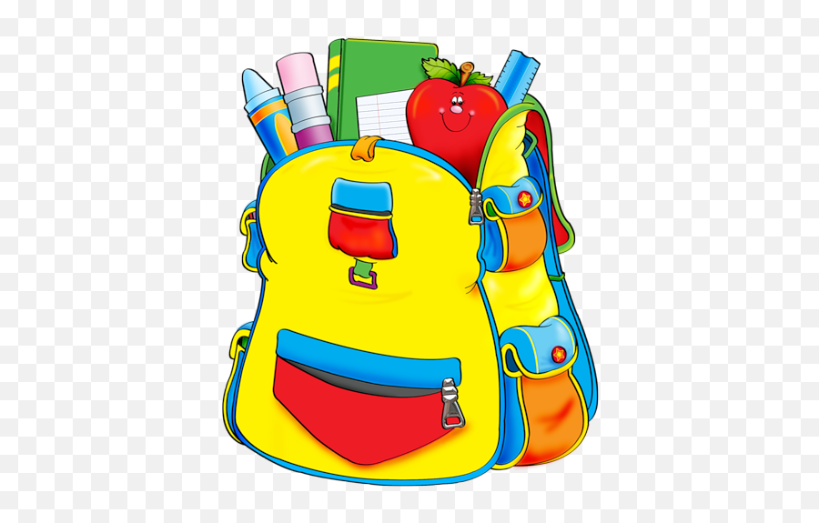 Backpack With School Supplies Clipart - Cartoon Picture For School Things Emoji,School Supplies Clipart