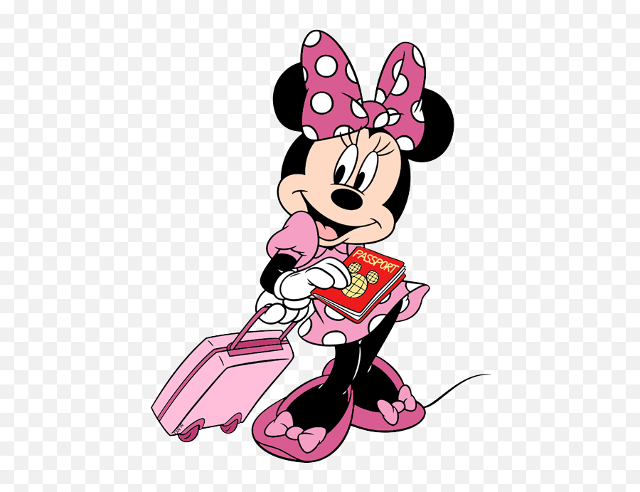 Minnie With Her Luggage And Passport In Hand Is Ready To Go - Dot Emoji,Luggage Clipart