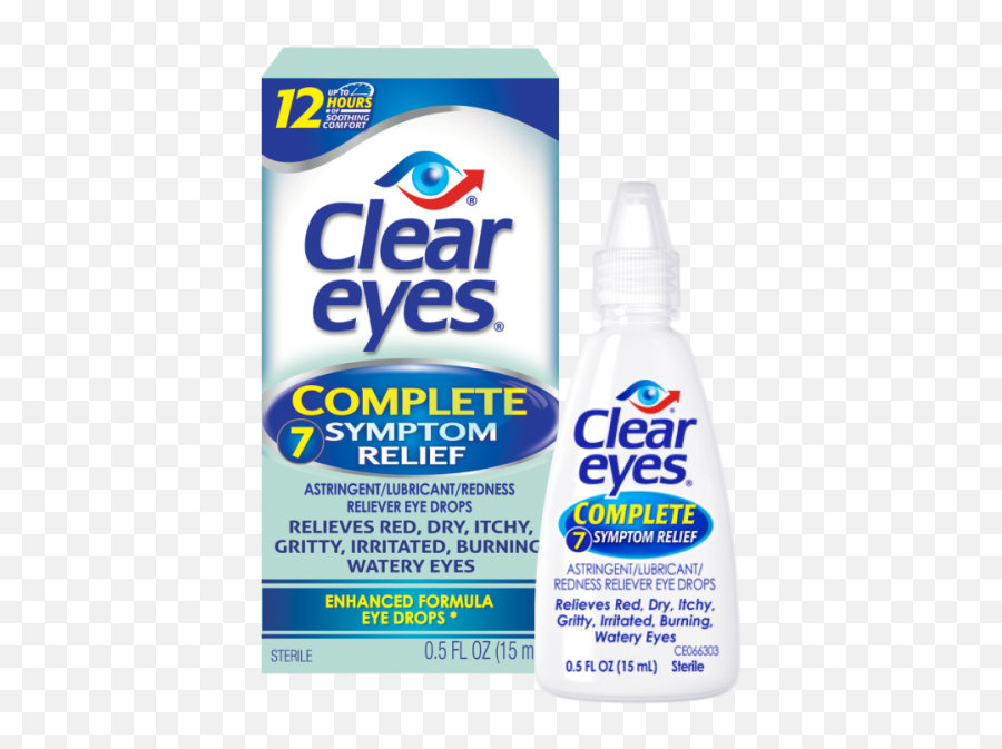 Clear Eyes Complete 7 Symptom Relief - There Any Eye Drop For Watery Eyes Emoji,Red Eyes Transparent