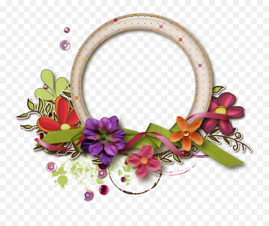 Download Hd Round Flower Frame Png - Round Frame Flower Hd Round Frame Png Hd Emoji,Round Frame Png
